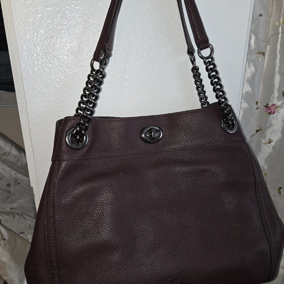 Coach Turnlock Edie Deep Purple Shoulder Bag Handbag Purse - Picture 3 of 9